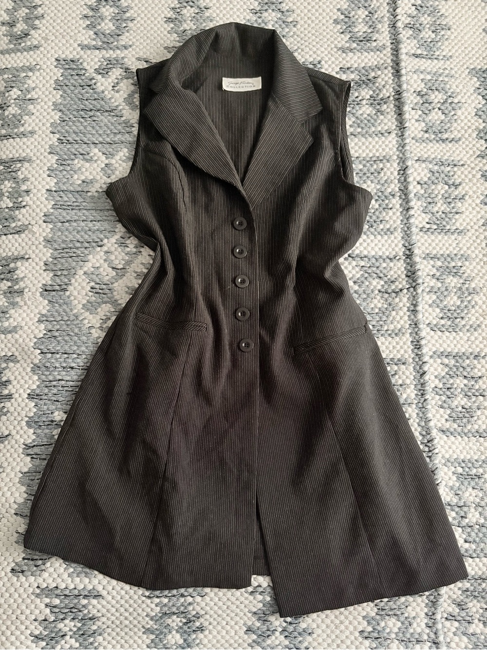 Giorgio Fiorelli Black Sleeveless Tailored Button-Front Dress